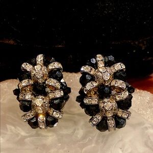 Black and Clear Crystal Post Earrings. I believe they have been modified